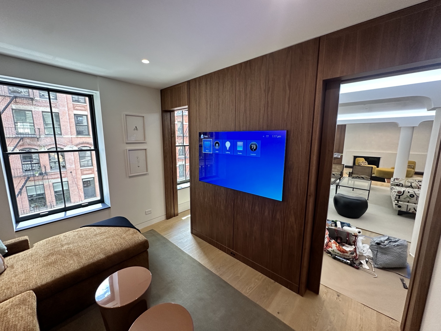 Television integrated into a wood wall