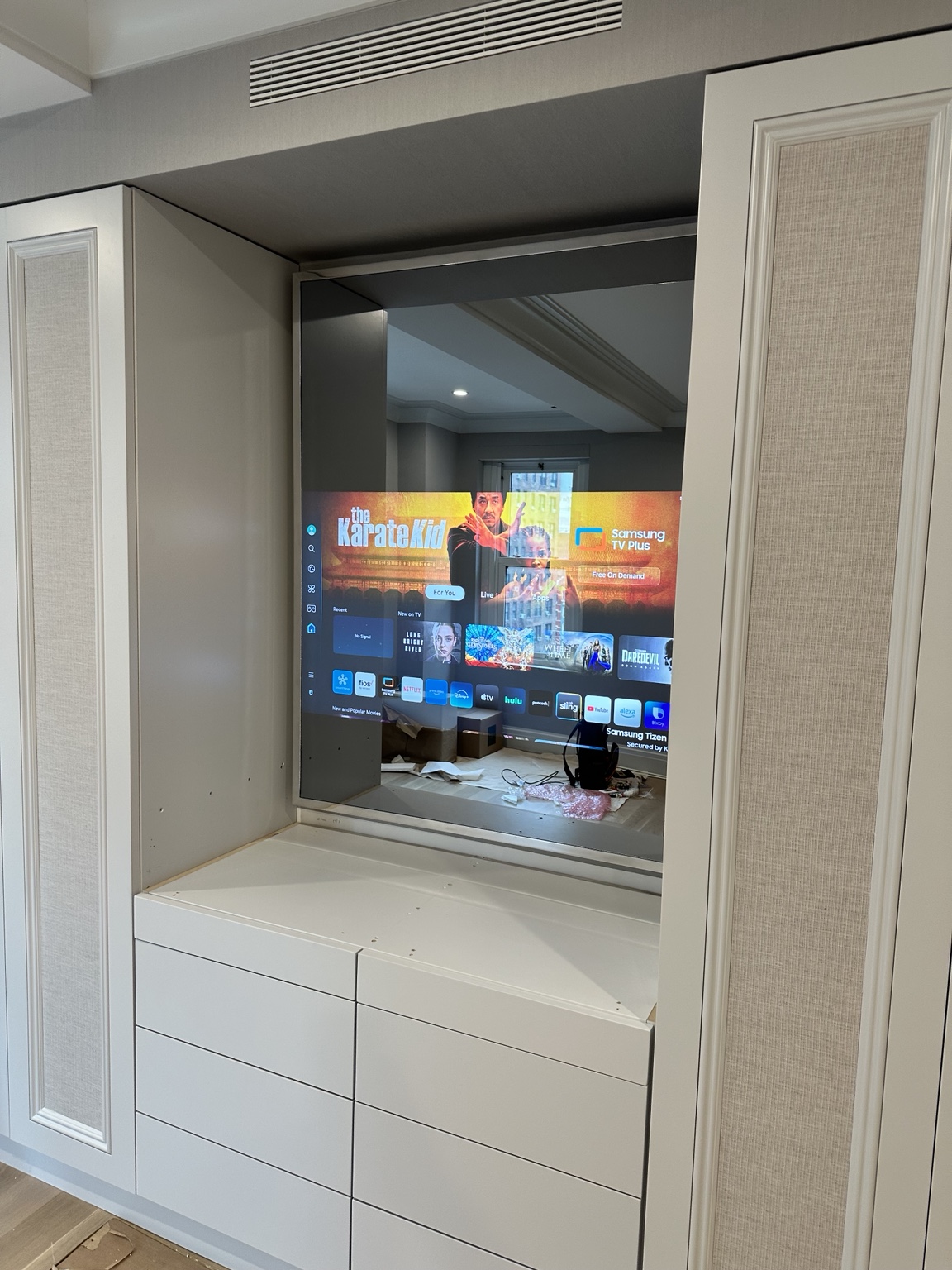 Mirror television installation